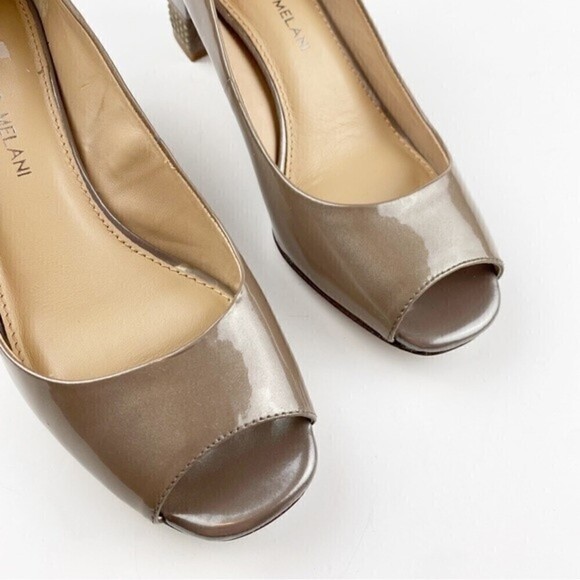 Antonio Melani Peep Toe Patent Leather Studded Block Heels Size 7.5 - Picture 9 of 12